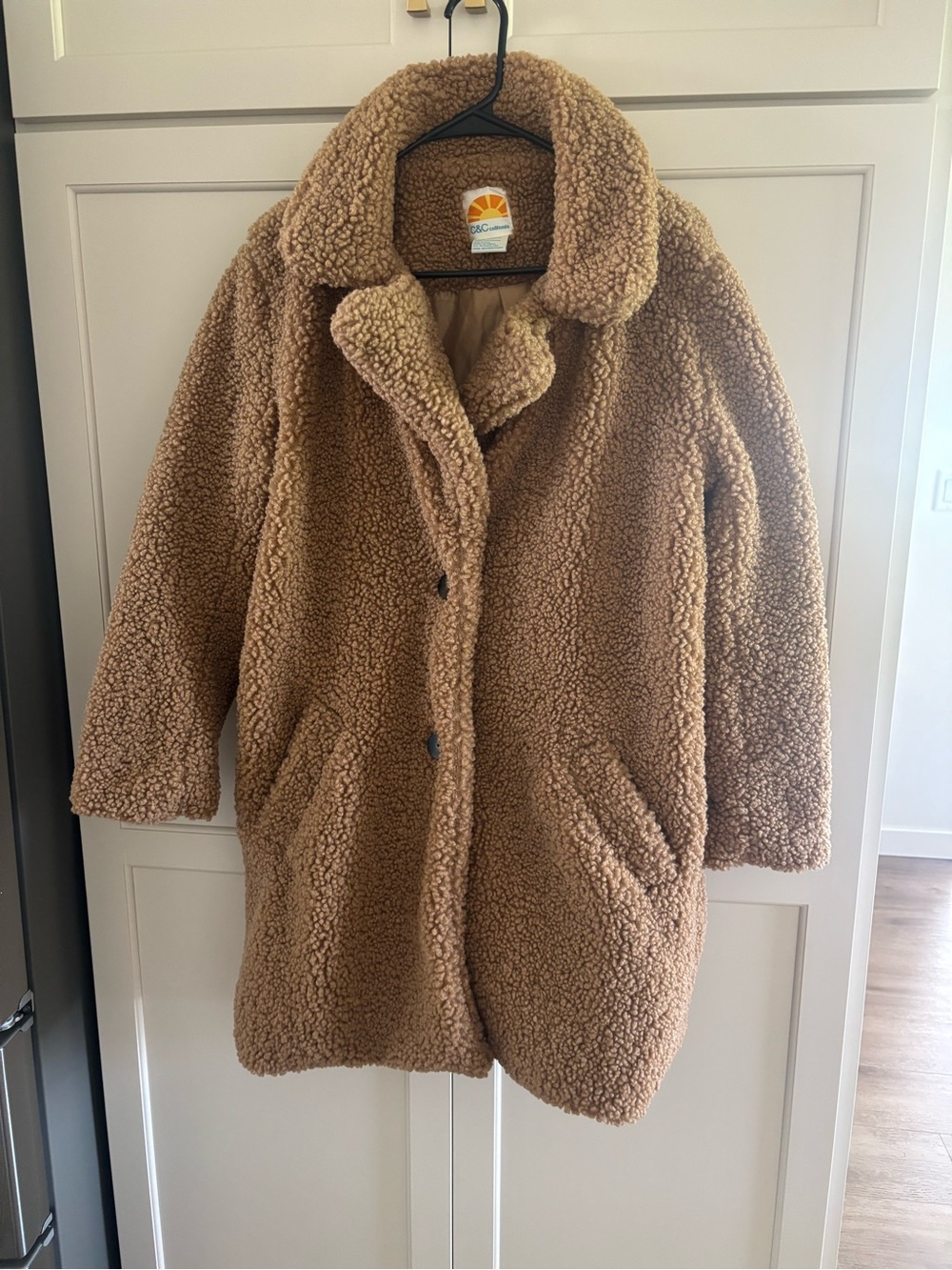 XL C&C California tan faux-shearling teddy coat